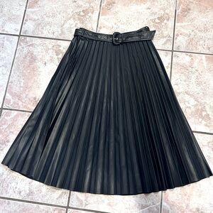 NWOT zara faux leather accordion pleated midi skirt